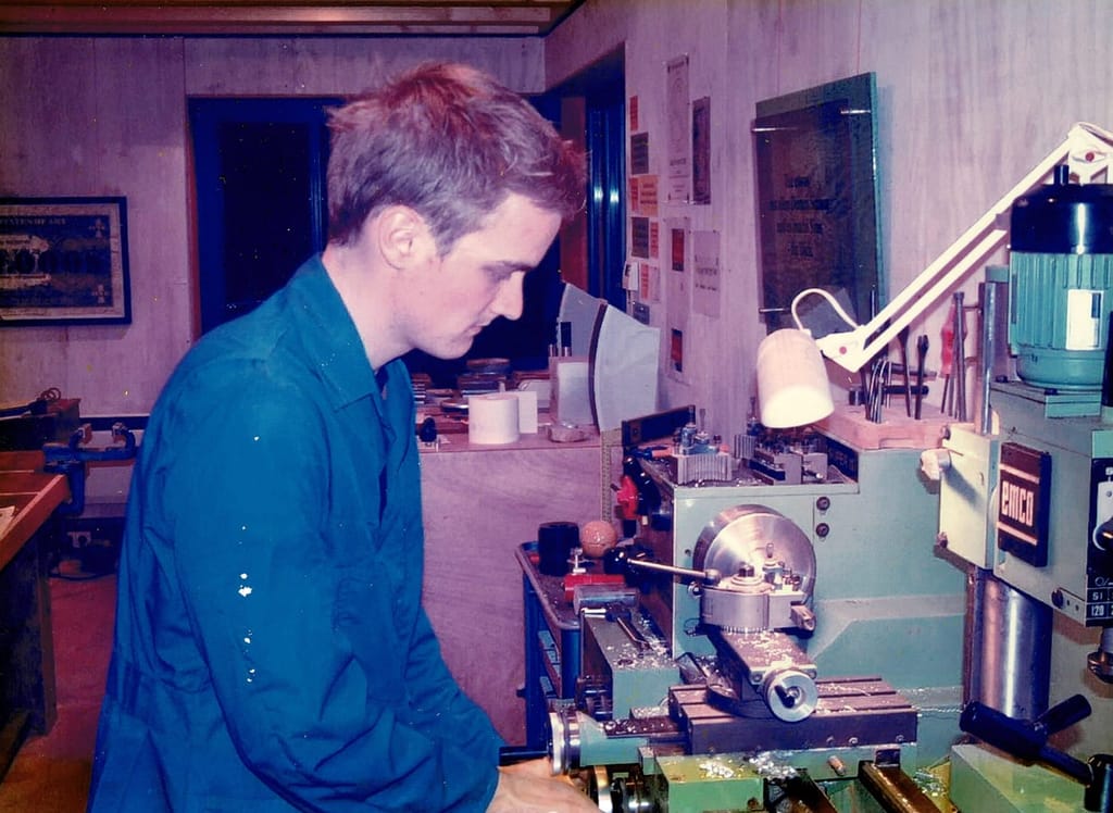 Fabian Franke at the lathe, 2004