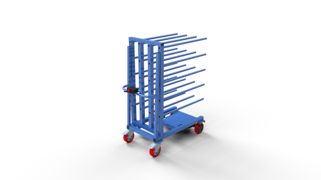 Roller transport trolley with drive
